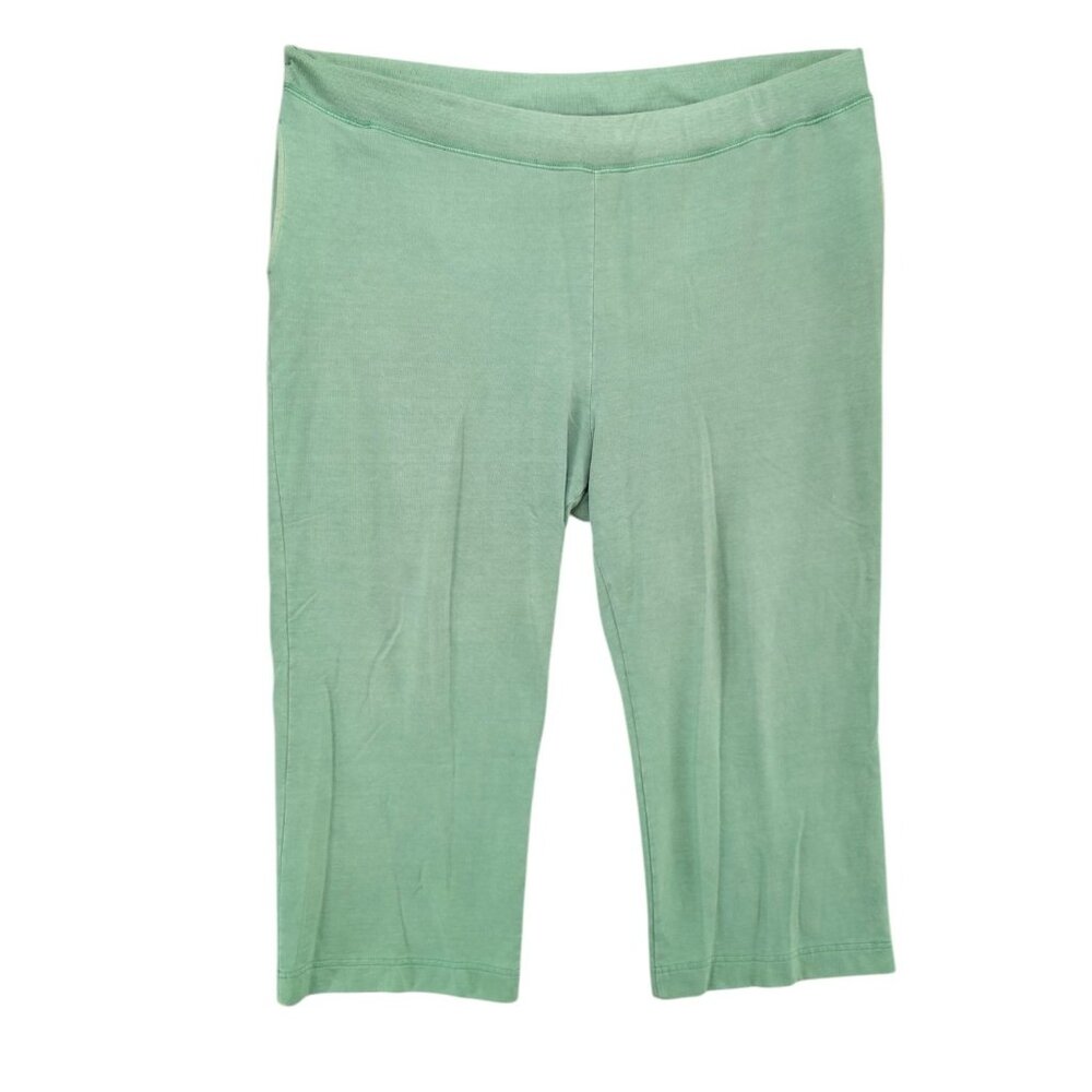 LL Bean Cropped Sweatpants Womens Light Green Knit Drawstring Size 2X